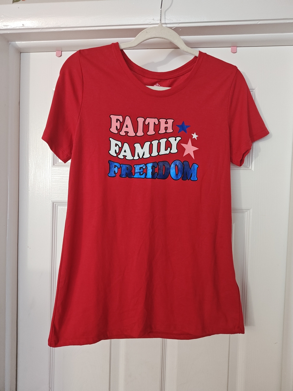 Girls' Red 'Faith Family Freedom' Short Sleeve Graphic Tee